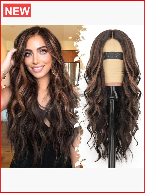 Long Wavy 4x1 Lace Front Glueless Wig Synthetic Heat Resistant 26Inch main image 5
